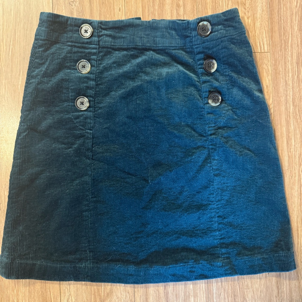 Teal Corduroy Button Skirt